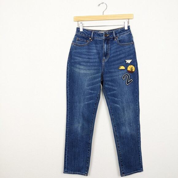 PacSun Punk Blue Los Angeles Patched High Rise Retro Fit Jeans Size 25 - Picture 3 of 11